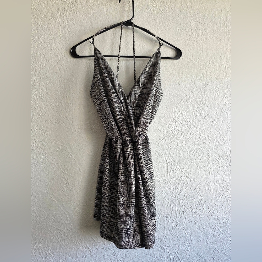 Chic Plaid Backless Romper